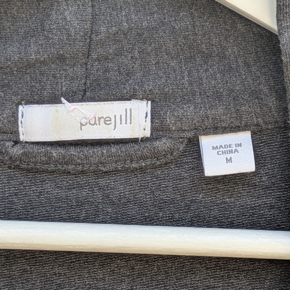 Pure Jill J. Jill Charcoal Gray Open Front Cardigan Sweater Pockets Medium - Picture 3 of 4